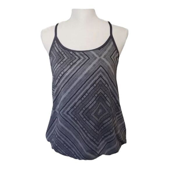 Fabletics Tank Top Women M Black Grey Built In Bra Racerback Drawstring Gym Yoga - Picture 1 of 12